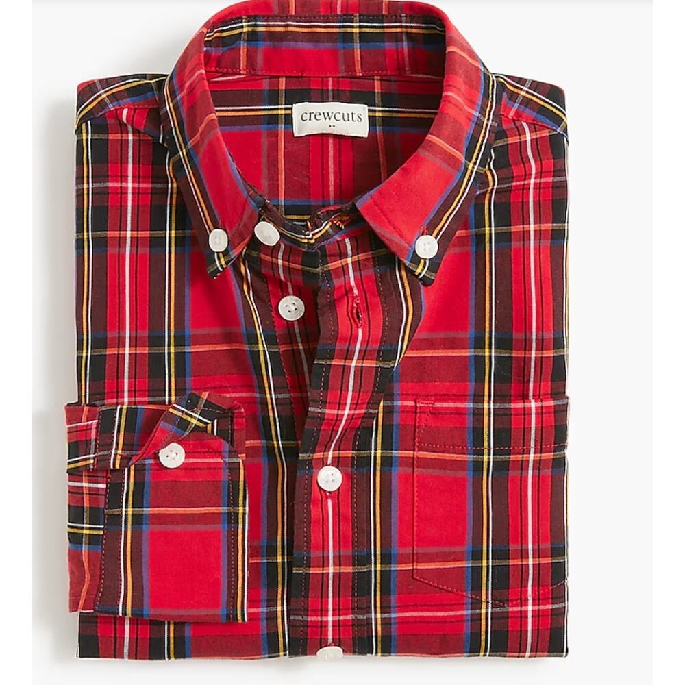 J.Crew CrewCuts Factory Button-Up Tartan Plaid Shirt | Boys 14 NWT Christmas